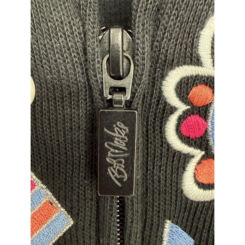 Bob Mackie Wearable Art Embroidered Cat Full Zip Cardigan Jacket Size Large - Picture 10 of 13